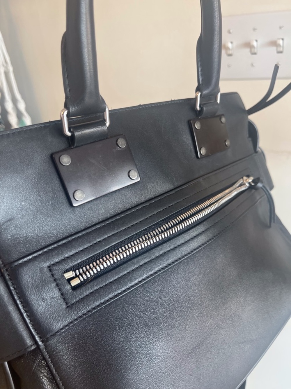 rag & bone Black Faux Leather Shoulder Bag with Wide Strap - Picture 4 of 10